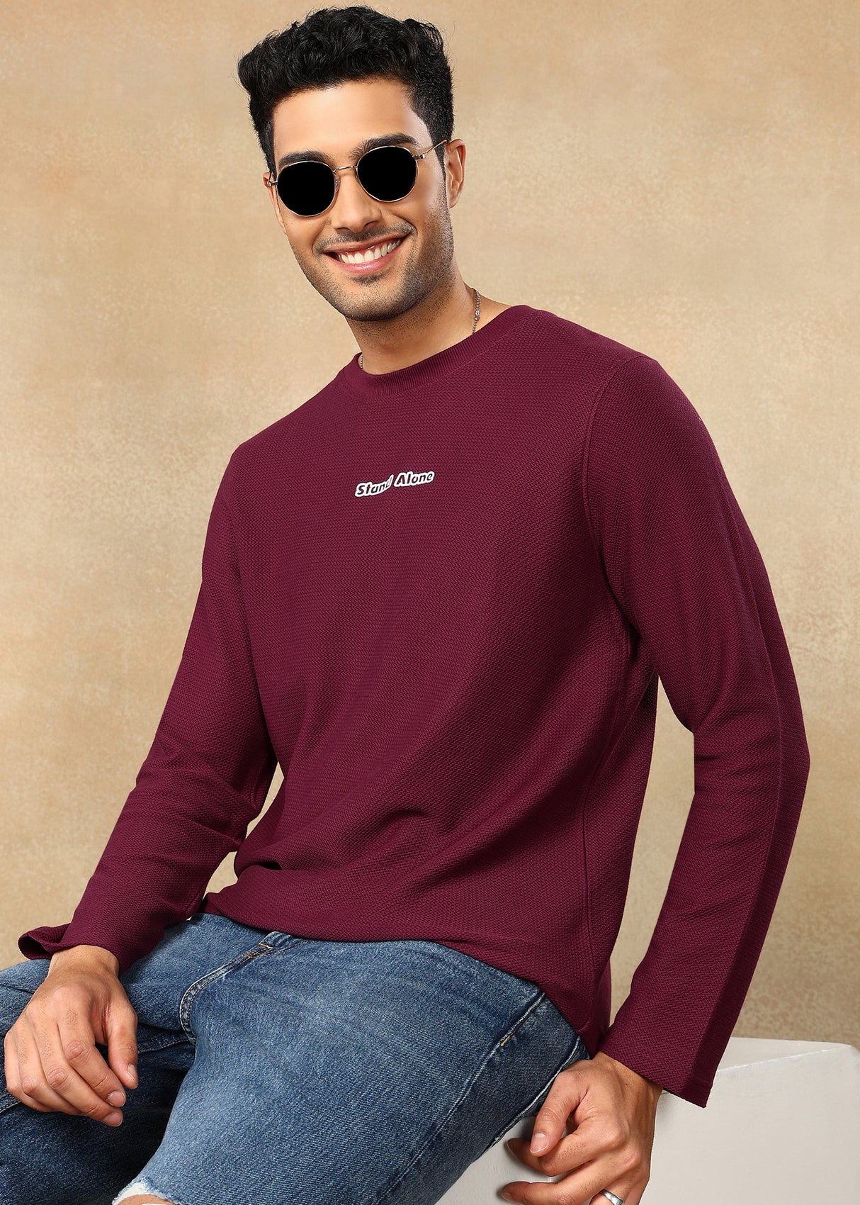 Textured Solid Sweatshirt
