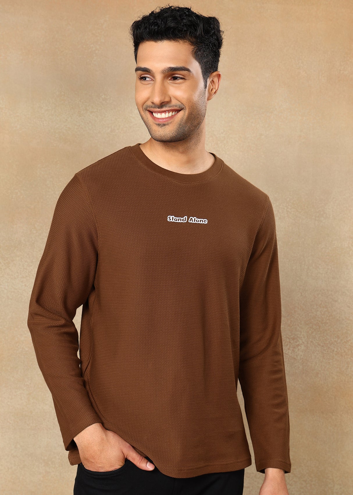 Textured Solid Sweatshirt