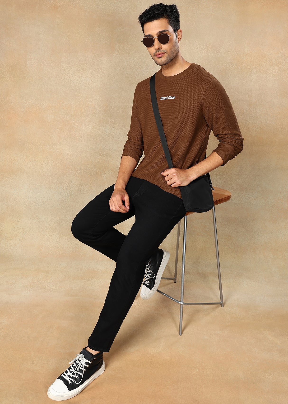 Textured Solid Sweatshirt