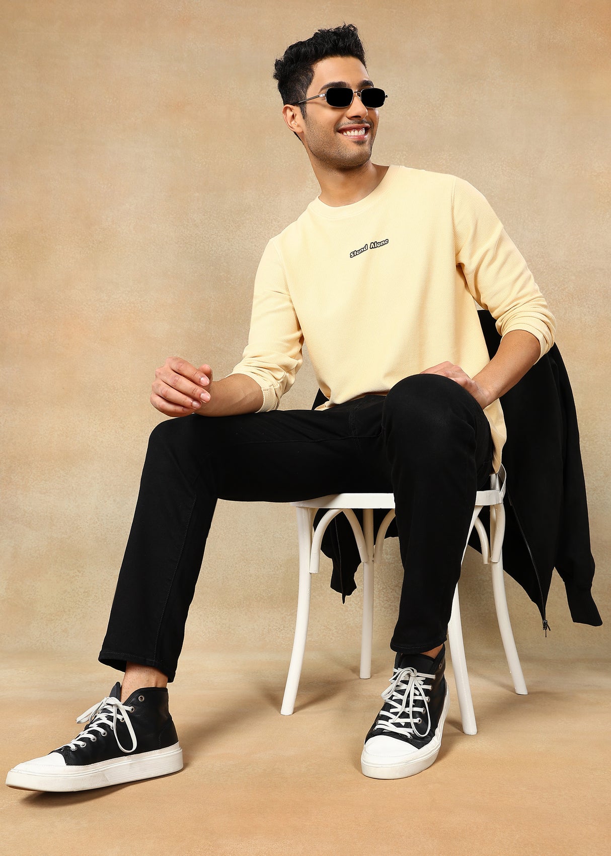 Textured Solid Sweatshirt