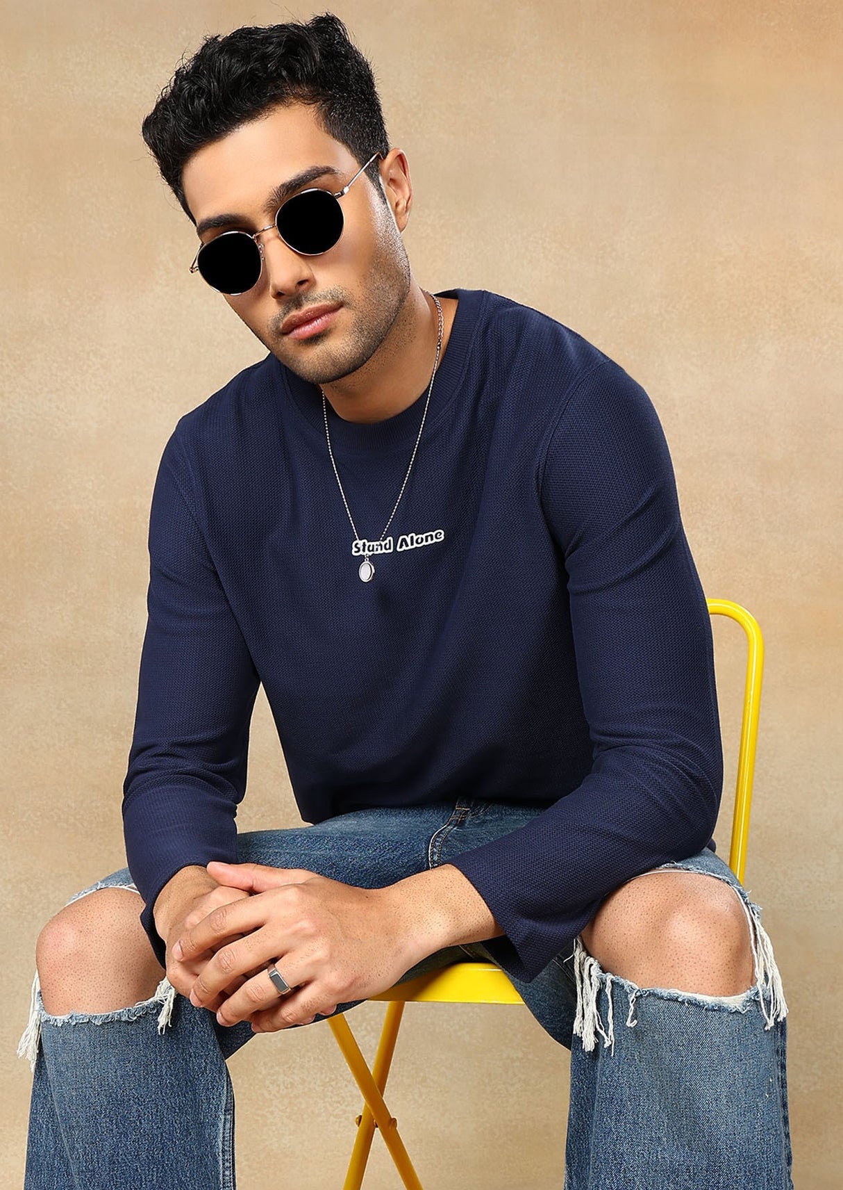 Textured Solid Sweatshirt