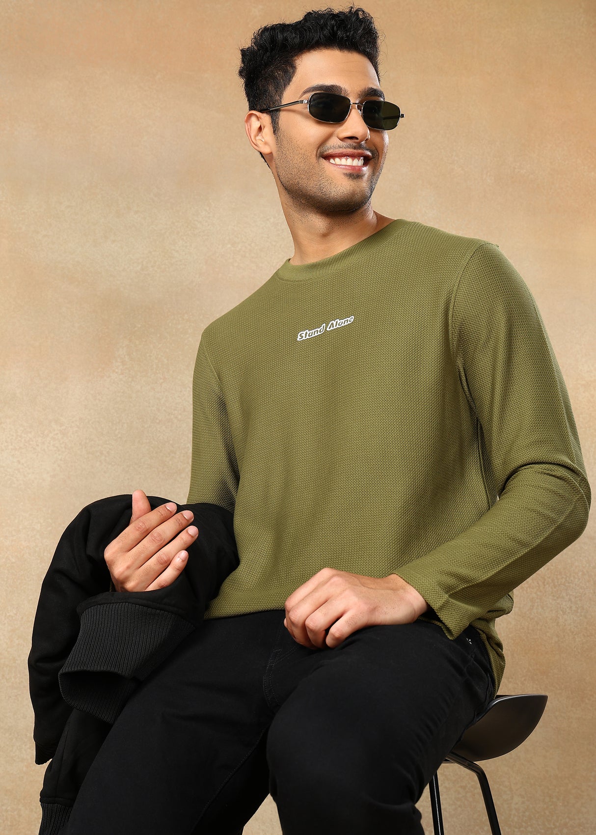 Textured Solid Sweatshirt